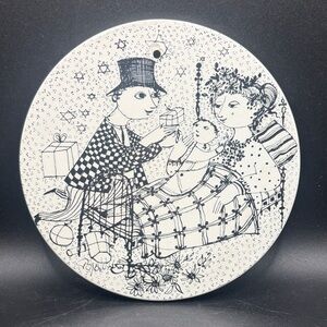 Bjorn Wiinblad Nymolle Denmark December Mirakel Round Porcelain Wall Plaque